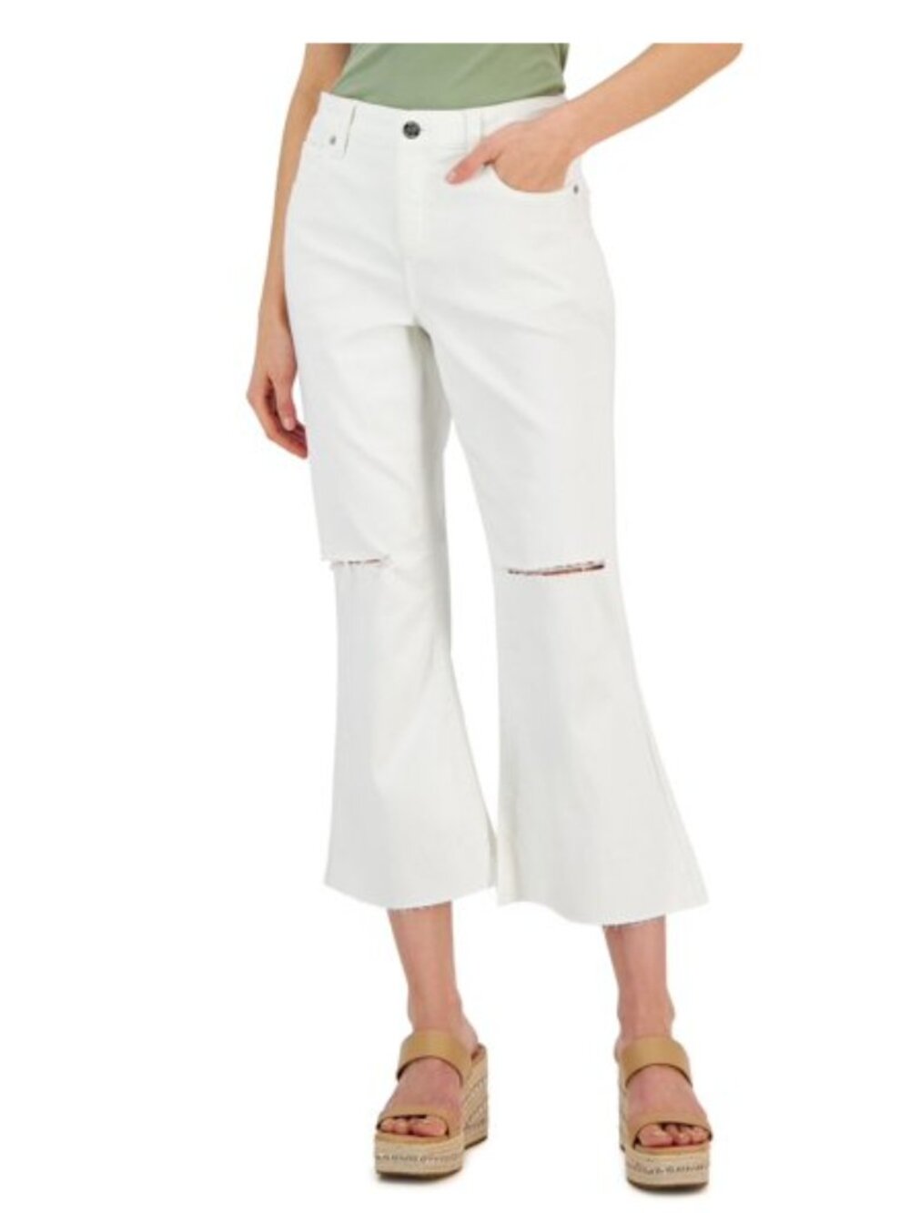 INC white crop flare jeans - size 0